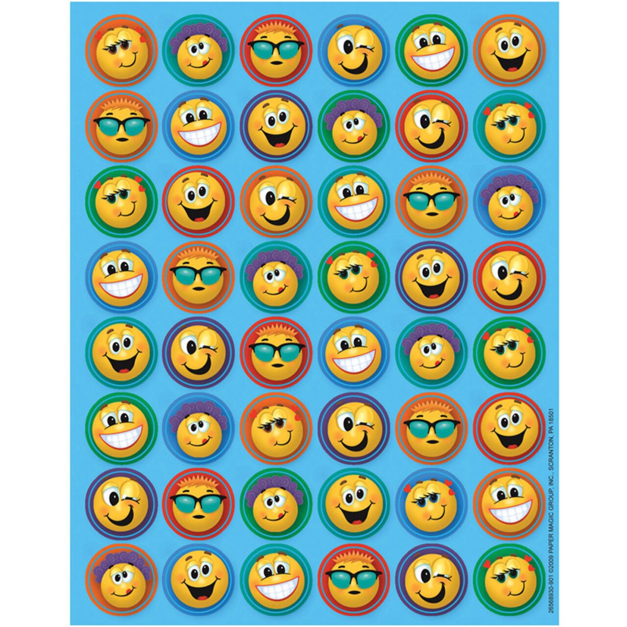 Emotions Stickers – 192 Mini Emotion Face Stickers, 4 Sheets, 1/2\" Classroom Reward & SEL Stickers